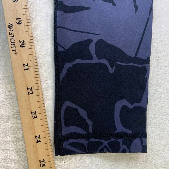 Adidas Womens Leggings Optime‎ Flower Print 7/8 Black Blue Athletic High Waist M - Picture 9 of 10